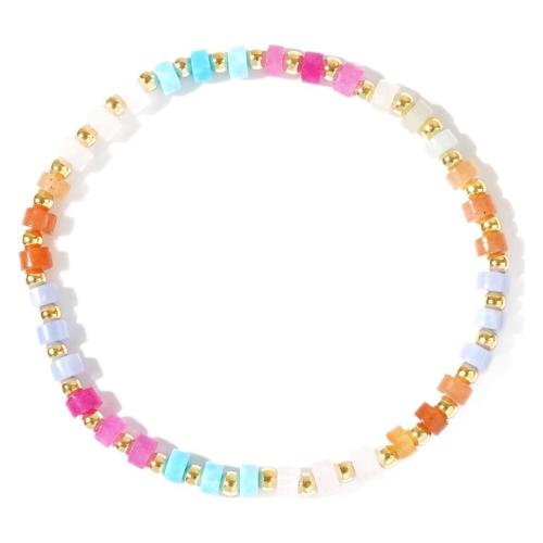 Bracelets en laiton, pierre gemme, avec laiton, Placage de couleur d'or, bijoux de mode & pour femme, multicolore, Longueur Environ 17.5 cm, Vendu par PC