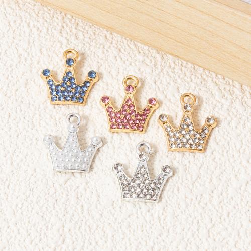 Zinc Alloy Rhinestone Pendants Crown plated DIY & with rhinestone Sold By Bag