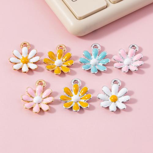 Zinc Alloy Enamel Pendants Flower plated DIY Sold By Bag