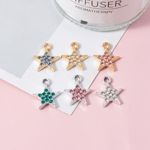 Zinc Alloy Rhinestone Pendler, Stjerne, forgyldt, du kan DIY & med rhinestone, flere farver til valg, 12.70x15.50mm, 100pc'er/Bag, Solgt af Bag