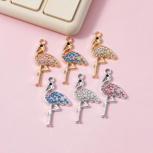 Zinc Alloy Rhinestone Pendler, Bird, forgyldt, du kan DIY & med rhinestone, flere farver til valg, 13.60x28.30mm, 100pc'er/Bag, Solgt af Bag