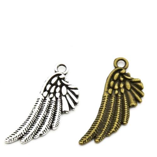 Wing Shaped Zinc Alloy Privjesci, Cink Alloy, pozlaćen, možete DIY, više boja za izbor, 29x11mm, 100računala/Torba, Prodano By Torba