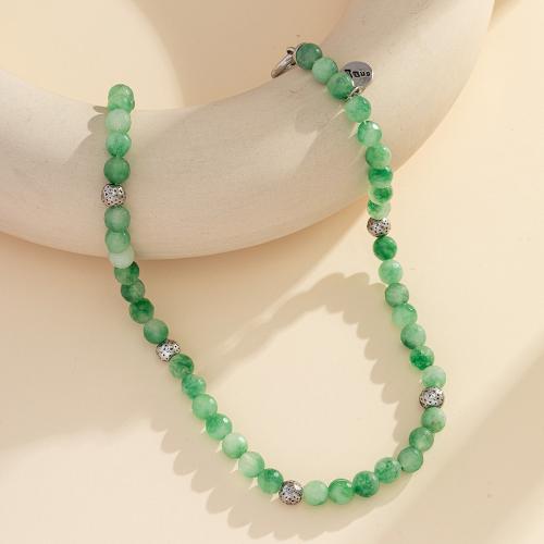 Collier bijoux de pierre gemme, aventurine vert, avec laiton, bijoux de mode, doré, Longueur 40 cm, Vendu par PC