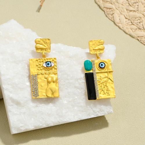 Pendientes de Aleación de Zinc, chapado en color dorado, Joyería & con diamantes de imitación, dorado, libre de níquel, plomo & cadmio, 24x54mm, Vendido por Par