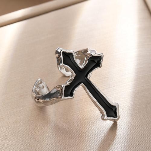 Sinc Alloy Finger Ring, Cross, jewelry faisin & unisex & cruan, dath bunaidh, Díolta De réir PC