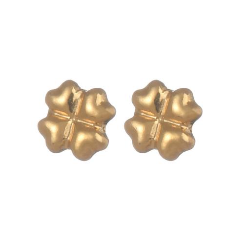 Stainless Steel Stud Earrings 304 Stainless Steel with Plastic Pearl plated & for woman gold Sold By Pair