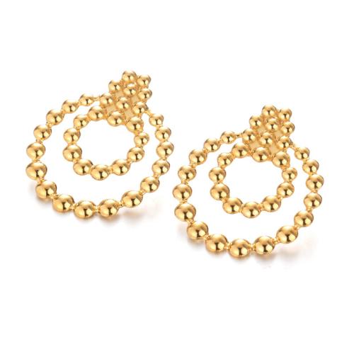 Stainless Steel Stud Earrings 304 Stainless Steel plated for woman gold Sold By Pair