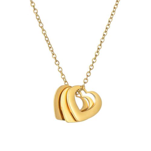 Stainless Steel Jewelry Necklace 304 Stainless Steel Heart plated for woman gold Length Approx 41-50 cm Sold By PC