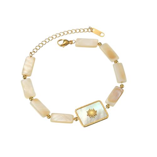 Stainless Steel Jewelry Bracelet 304 Stainless Steel with Shell plated for woman gold Sold By PC