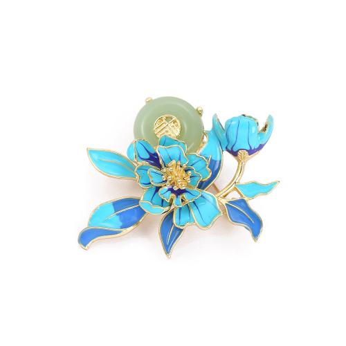 Zinc Alloy Brooches with Jade for woman & enamel Sold By PC