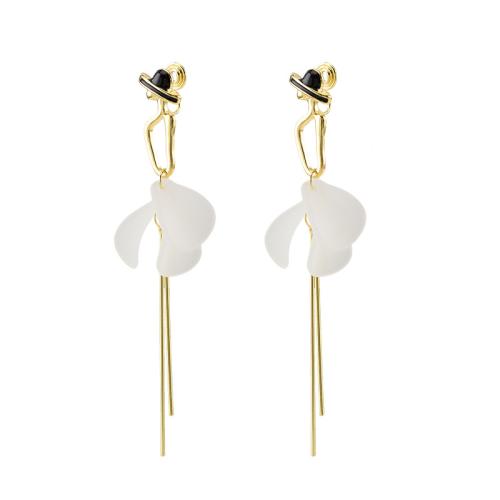 Lo zinco in lega Stud Earring, lega in zinco, with resina, placcato, stili diversi per la scelta & per la donna & smalto, dorato, 25x100mm, Venduto da coppia