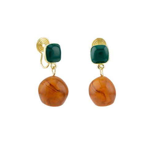 Zinc Alloy Stud Earring with Resin plated & for woman & enamel golden Sold By Pair