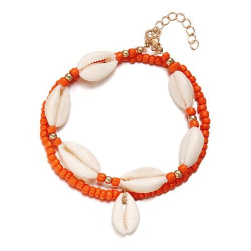 Zinc Alloy Anklet with Seedbead & Shell with 5cm extender chain Bohemian style & for woman Length Approx 21.5 cm Sold By PC