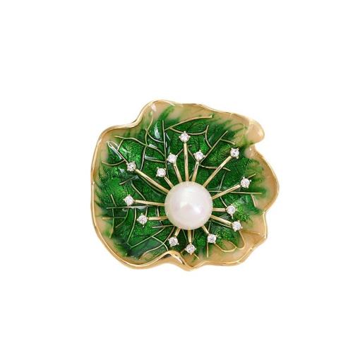 Zinc Alloy Brooches with Plastic Pearl & for woman & enamel & with rhinestone Sold By PC