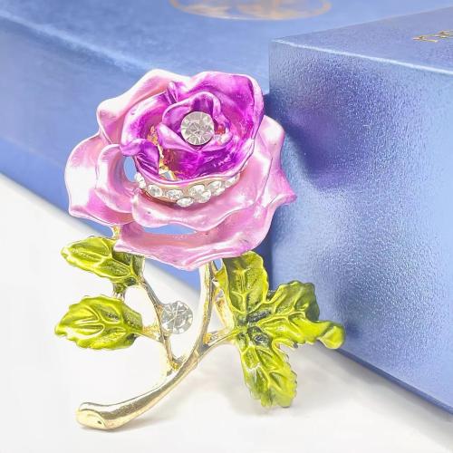 Zinc Alloy Brooches for woman & enamel & with rhinestone Sold By PC