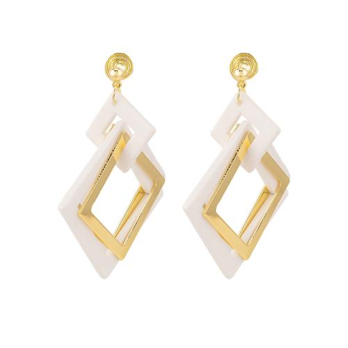 Zinc Alloy Stud Earring with Resin plated & for woman golden Sold By Pair