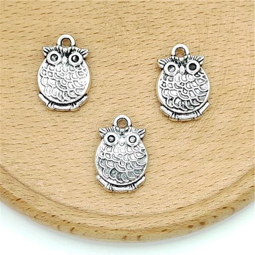 Zinc Alloy Animal Pendants Owl antique silver color plated DIY Sold By Bag