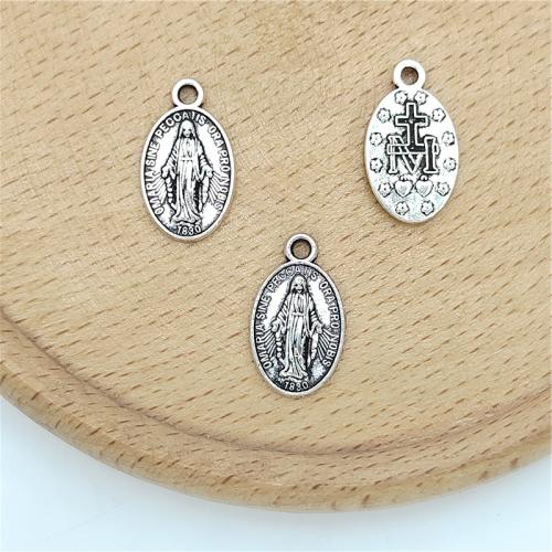 Ciondoli in lega di zinco, lega in zinco, Vergine Maria, placcato argento antico, DIY, 10x16mm, 100PC/borsa, Venduto da borsa