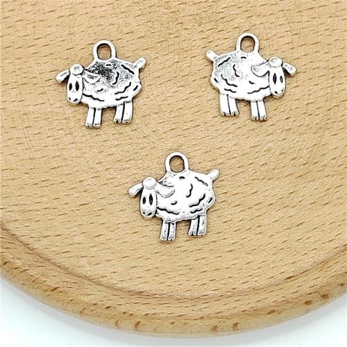 Zinc Alloy Animal Pendler, Får, antik sølv farve forgyldt, du kan DIY, 14x15mm, 100pc'er/Bag, Solgt af Bag