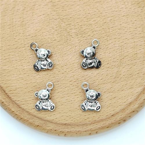 Zinc Alloy Animal Pendants Bear antique silver color plated DIY Sold By Bag