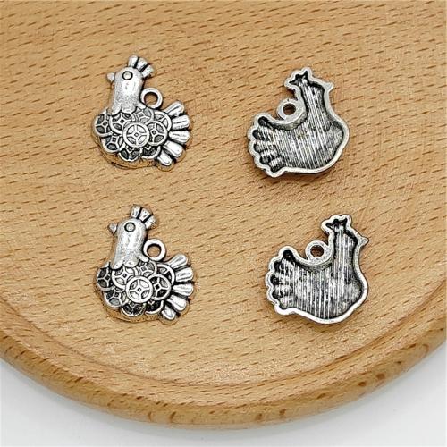 Zinc Alloy Animal Pendants Chicken antique silver color plated DIY Sold By Bag