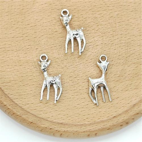 Zinc Alloy Animal Pendants Deer antique silver color plated DIY Sold By Bag