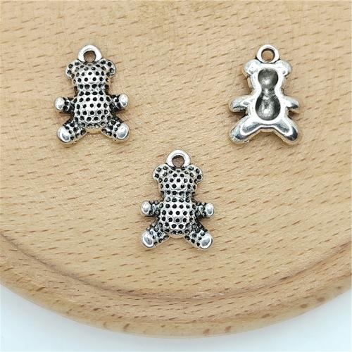 Cink ötvözet Animal Medálok, Medve, antik ezüst színű bevonattal, DIY, 11x14mm, 100PC-k/Bag, Által értékesített Bag