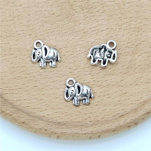 Zinc Alloy Animal Pendants Elephant antique silver color plated DIY Sold By Bag