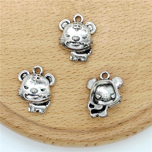 Zinc Alloy Animal Pendants Tiger antique silver color plated DIY Sold By Bag