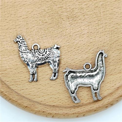 Cink ötvözet Animal Medálok, Juh, antik ezüst színű bevonattal, DIY, 25x28mm, 100PC-k/Bag, Által értékesített Bag