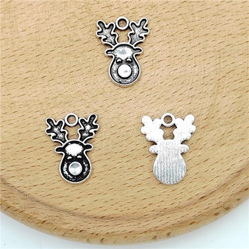 Zinc Alloy Animal Pendants Christmas Reindeer antique silver color plated DIY Sold By Bag