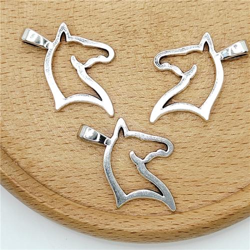 Zinklegering Animal Hangers, Zinc Alloy, Paard, antiek zilver plated, DIY, 23x26mm, 100pC's/Bag, Verkocht door Bag