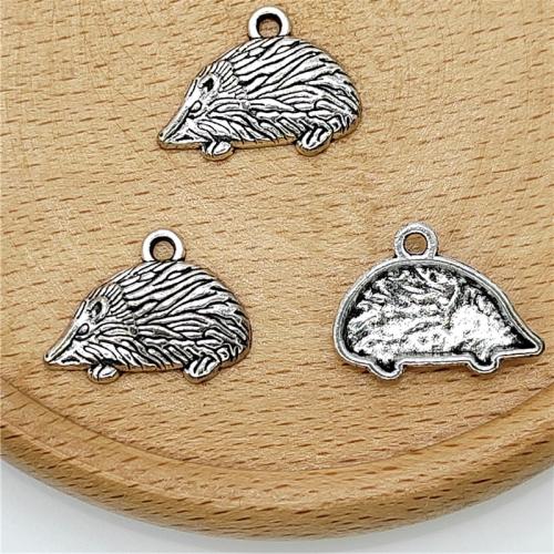 Zinc Alloy Animal Pendler, Hedgehog, antik sølv farve forgyldt, du kan DIY, 19x14mm, 100pc'er/Bag, Solgt af Bag