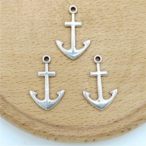 Zinc Alloy Ship Wheel & Anchor Pendentif, alliage de zinc, ancre, Plaqué de couleur d'argent, DIY, 15x23mm, 100PC/sac, Vendu par sac