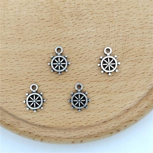 Zinc Alloy Ship Wheel & Anchor Pendentif, alliage de zinc, roue de bateau, Plaqué de couleur d'argent, DIY, 10x12mm, 100PC/sac, Vendu par sac