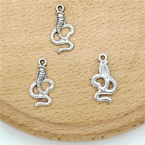 Zinc Alloy Animal Pendants Snake antique silver color plated DIY Sold By Bag