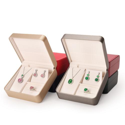 PU sieraden set box, met Katoenfluweel, Stofdicht, meer kleuren voor de keuze, 140x150x72mm, Verkocht door PC