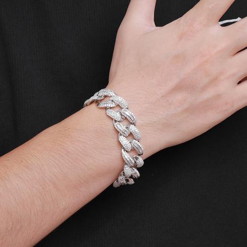 925 Sterling Silver Bracelet & for man & with rhinestone Sold By PC