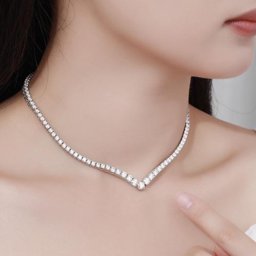 925 Sterling Silver Necklace with Moissanite & for woman Sold By PC