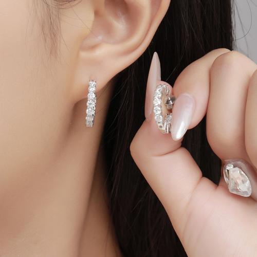 925 Sterling Silver Stud Earring with Moissanite fashion jewelry & for woman 19.60mm Sold By Pair