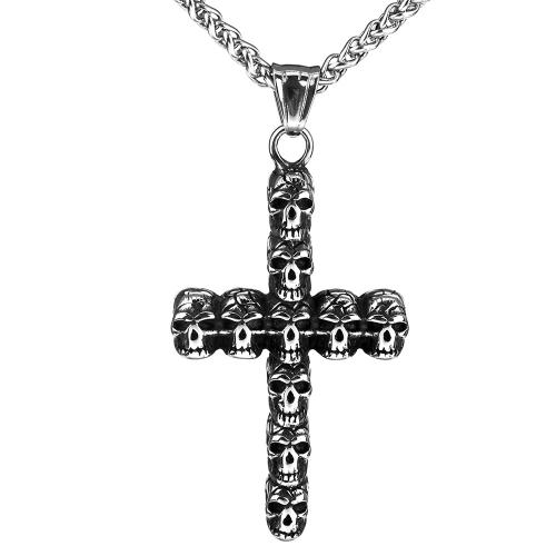 Titanium Steel Pendants Skull Cross polished vintage Sold By PC