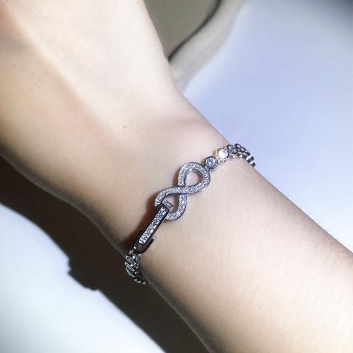 925 Sterling Silver Bracelet & for woman & with rhinestone Sold By PC