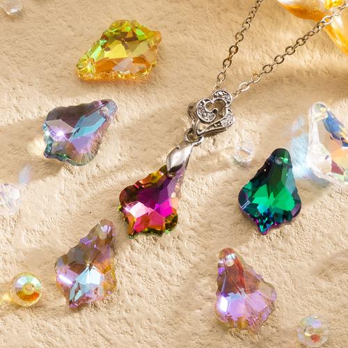 Crystal Pendants Imitated Crystal Maple Leaf plated DIY Sold By Bag