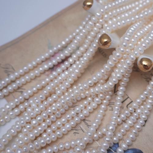 Natural Freshwater Pearl Loose Beads Flat Round DIY white 5mm Sold Per Approx 37-38 cm Strand