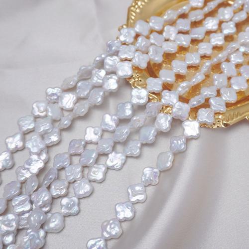 Natural Freshwater Pearl Loose Beads Four Leaf Clover DIY white 9-9.5mm Sold Per Approx 40 cm Strand