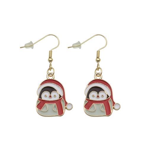 Zinc Alloy Drop Earring Penguin Christmas Design & fashion jewelry & for woman & enamel Sold By Pair