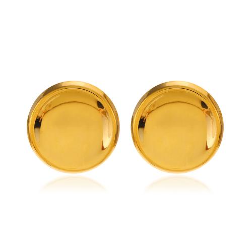 Roestvrij staal Stud Earrings, 304 roestvrij staal, Ronde, gold plated, mode sieraden & voor vrouw, gouden, 33x33mm, Verkocht door pair