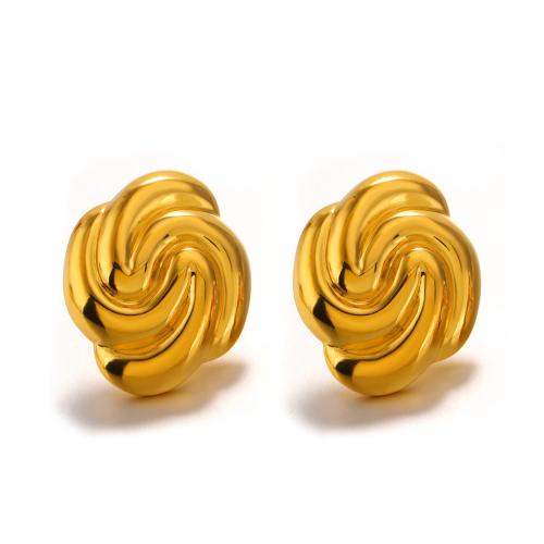 Stainless Steel Stud Earrings 304 Stainless Steel Vacuum Ion Plating fashion jewelry & for woman golden Sold By Pair