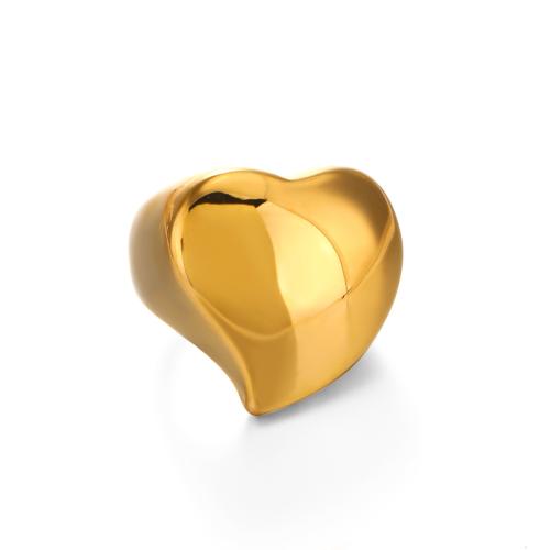 Stainless Steel Finger Ring 304 Stainless Steel Heart Vacuum Ion Plating fashion jewelry & for woman golden Sold By PC