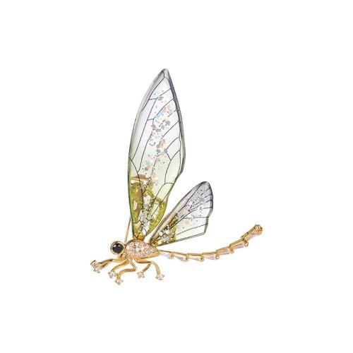 Zinc Alloy Brocher, med Akryl, Dragonfly, mode smykker & for kvinde & med rhinestone, flere farver til valg, 47x50mm, Solgt af PC